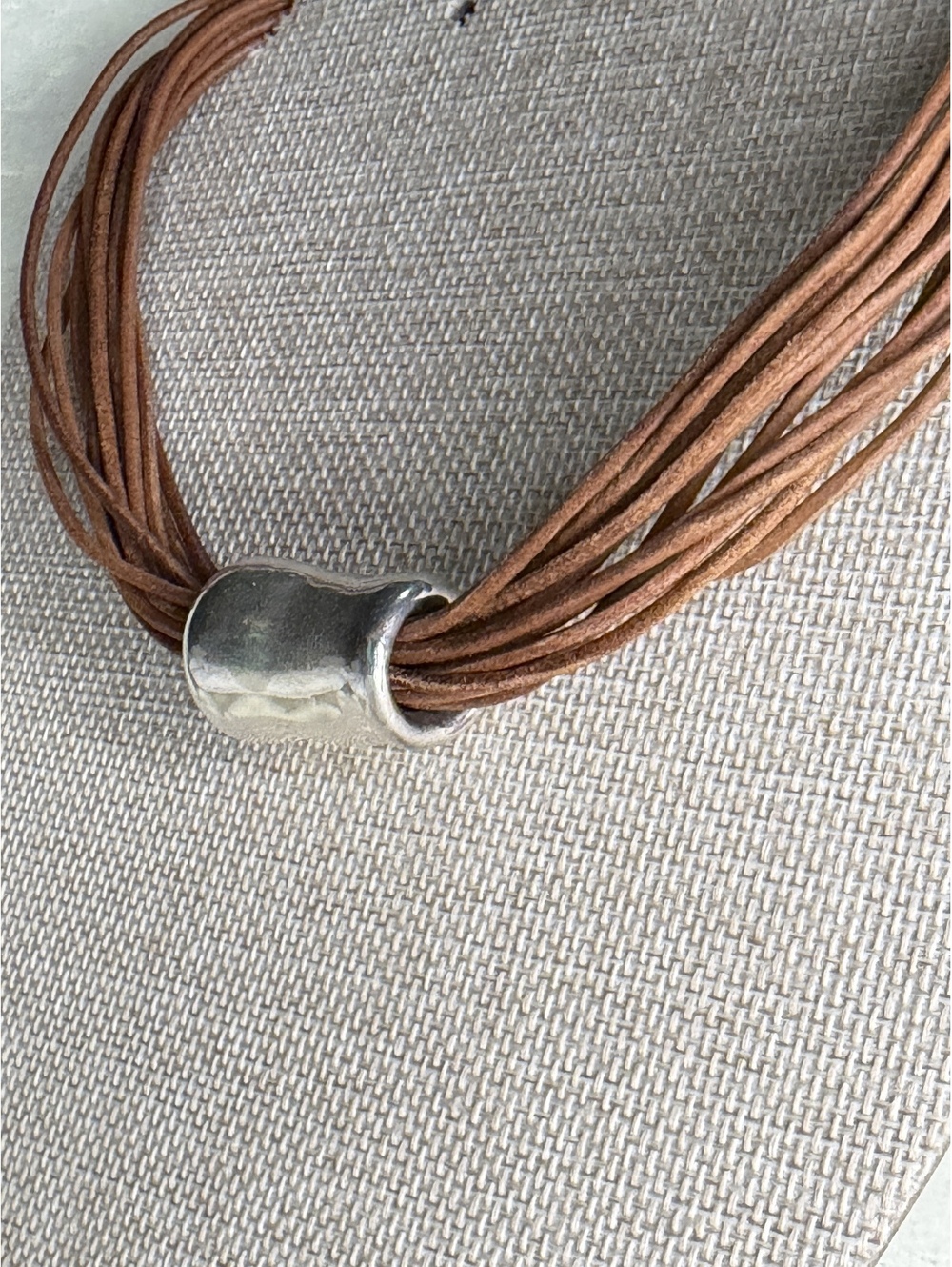 Vintage Silpada N0905 Multi-Strand Brown Leather 925 Silver Pendant Necklace 16"